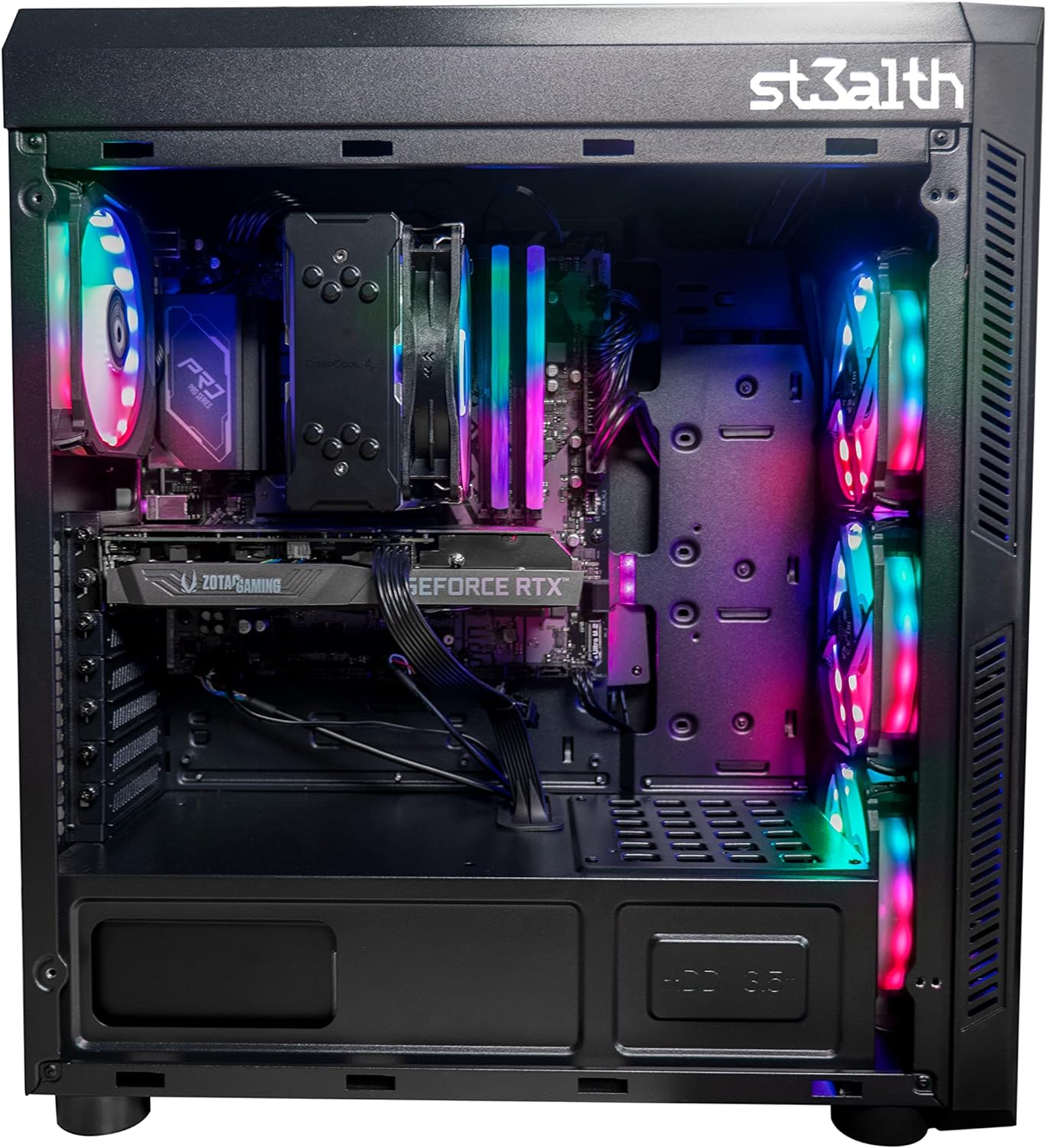 ST3ALTH RAPTR Gaming Desktop PC Intel Core i5 12400F, B660M PRO Motherboard, 16GB DDR4 3600MHz RAM, 512GB M.2 NVMe SSD, Windows 10 64 bit With Free Personalization, Black