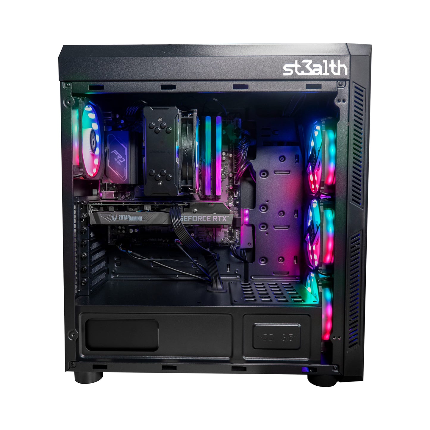 ST3ALTH RAPTR Gaming Desktop PC Intel Core i5 12400F, B660M PRO Motherboard, 16GB DDR4 3600MHz RAM, 512GB M.2 NVMe SSD, Windows 10 64 bit With Free Personalization, Black