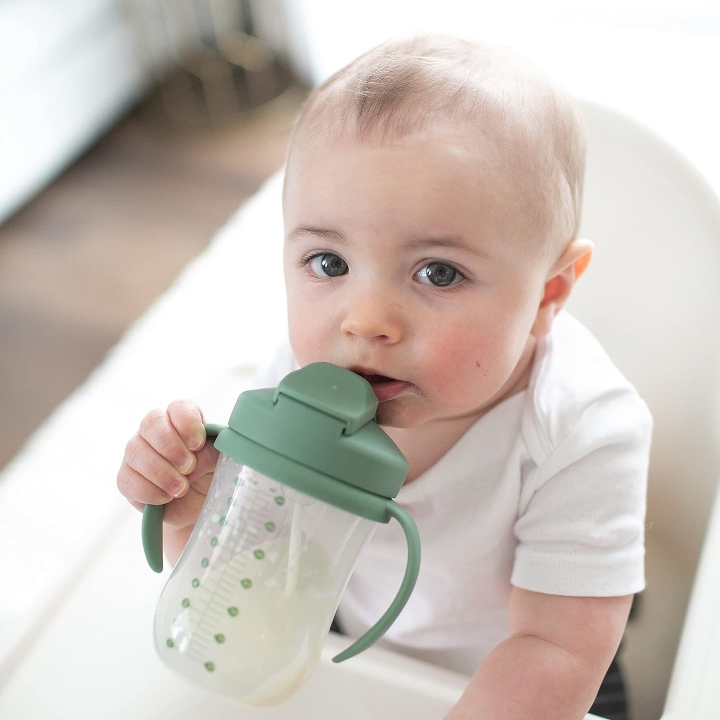 Dr. Brown's Milestones Baby's First Straw Cup Sippy Cup with Straw 6m+, 9oz/270ml, Dark Blue