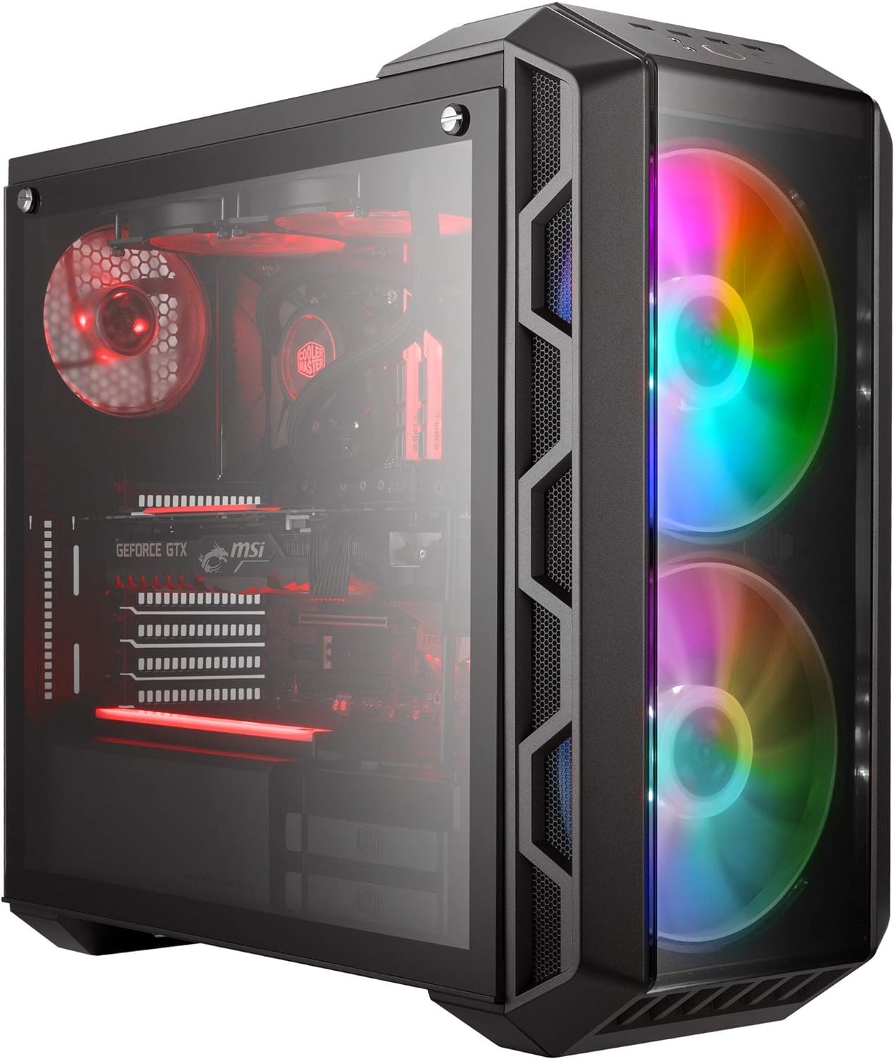 Cooler Master MasterCase H500 ARGB - PC Case with Dual 200mm Fans for High-Volume Airflow, Mesh and Transparent Front Chassis Panels, Flexible ATX Hardware Capacity