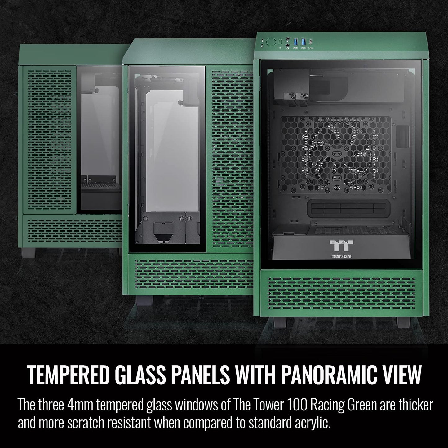 Thermaltake Tower 100 Black Edition Tempered Glass Type-C (Usb 3.1 Gen 2) Mini Tower Computer Chassis Supports Mini-Itx Ca-1R3-00S1Wn-00