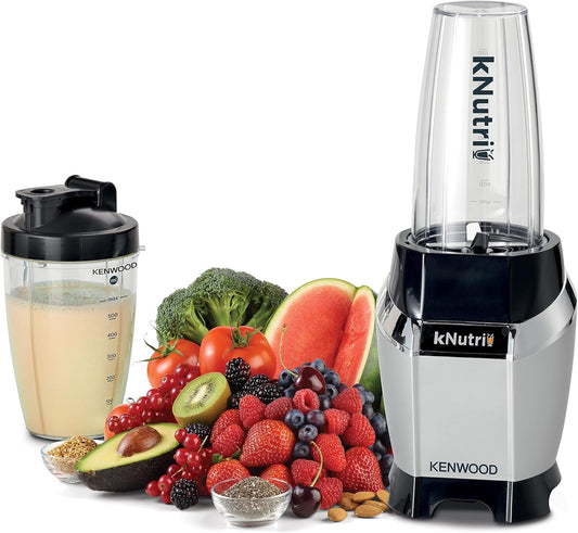 Kenwood Personal Blender 600W Smoothie Blender/Smoothie Maker With 700Ml & 600Ml Tritan Smoothie2Go Bottle And Lid, Ice Crush Function Bsp70.180Si Black/Silver