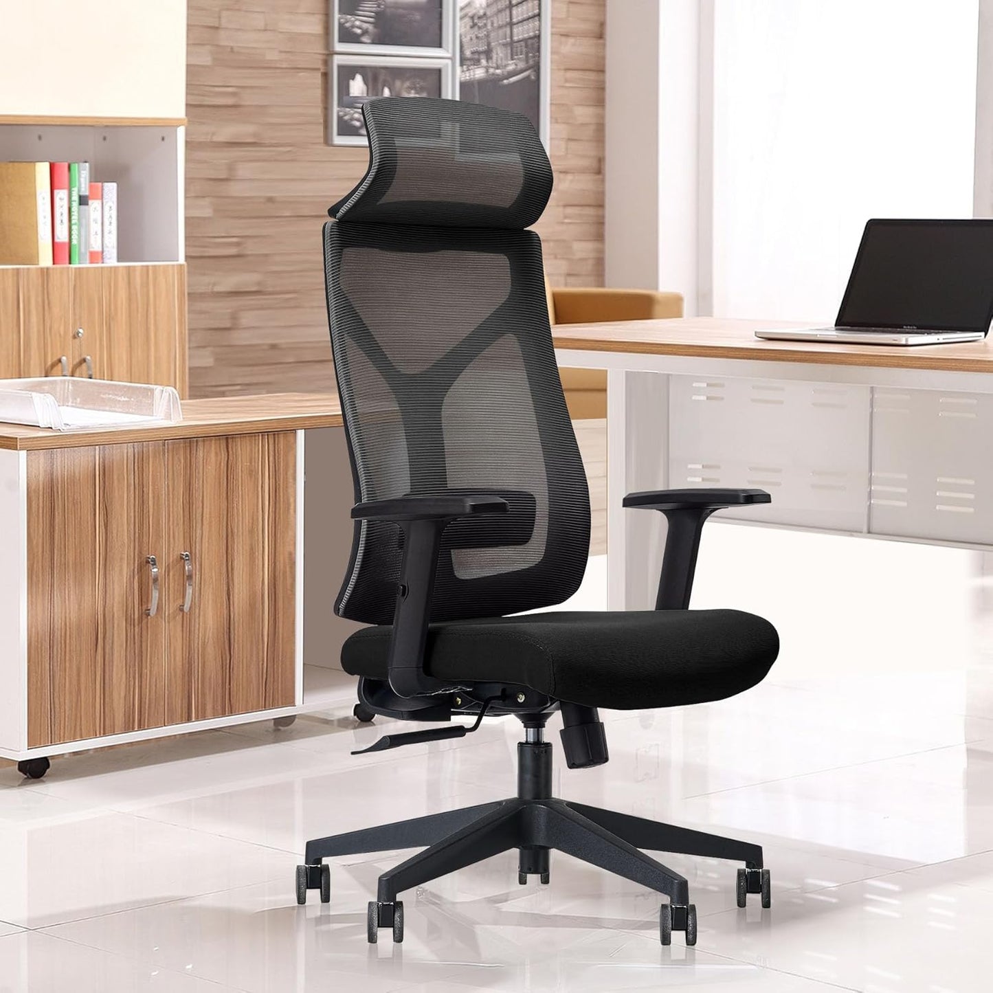 Daqian Home Executive Office Chair Ergonomic Computer Chair Wide Seat With Large Headrest, Modern Desk Chair Lumbar Support, Adjustable Armrests Mesh Chair