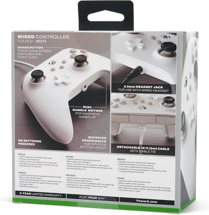 PowerA Wired Controller for Xbox Series X|S - White, gamepad, wired video game controller, gaming controller, works with Xbox One - Xbox Series X