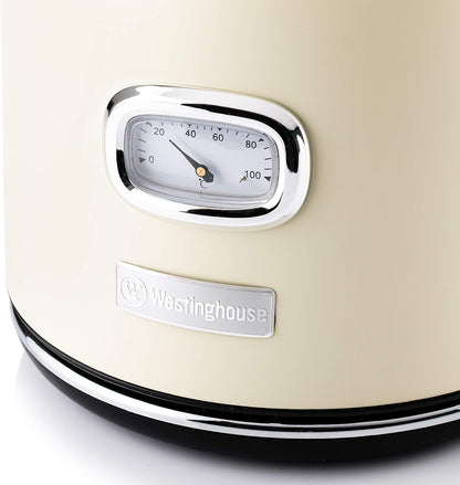 Westinghouse Retro Kettle - 1.7 Liter Electric Kettle - Fast Boil - Water Boiler For Hot Drinks - Quiet Boil & Detachable Filter - 2200W Cream Kettle