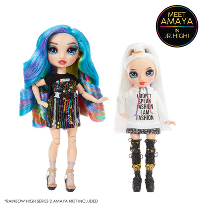 Rainbow High Junior High - AMAYA RAINE - 9"/23cm Rainbow Fashion Doll with Outfit and Accessories - Includes Fabric Backpack with Open and Close Feature - Gift and Collectable for Kids Ages 6+