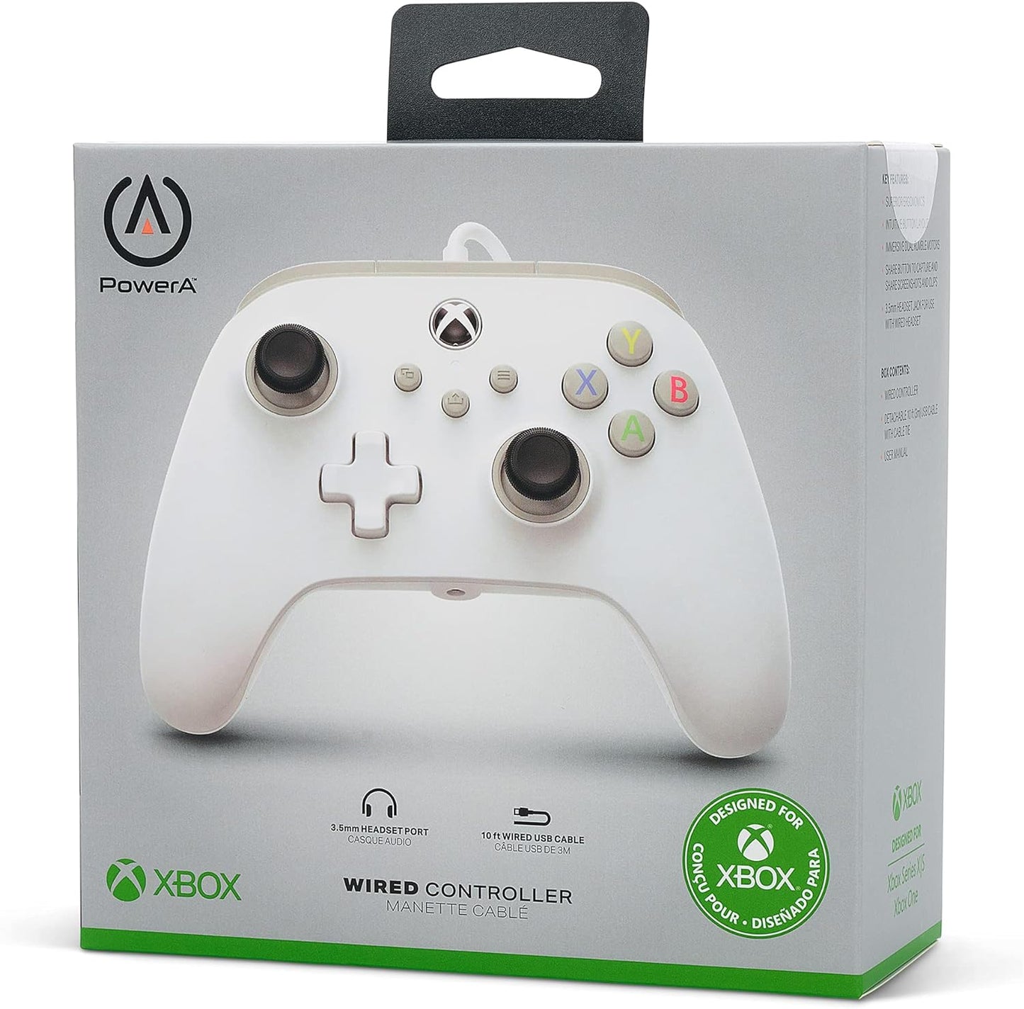 PowerA Wired Controller for Xbox Series X|S - White, gamepad, wired video game controller, gaming controller, works with Xbox One - Xbox Series X