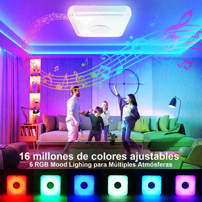 LED Ceiling Light with Remote Control and App, 4000 LM Ceiling Light with Bluetooth Speaker RGB Music Lamp Ceiling Modern Adjustable Colour Changing for Bedroom Living Room Children's Room (B-Square)