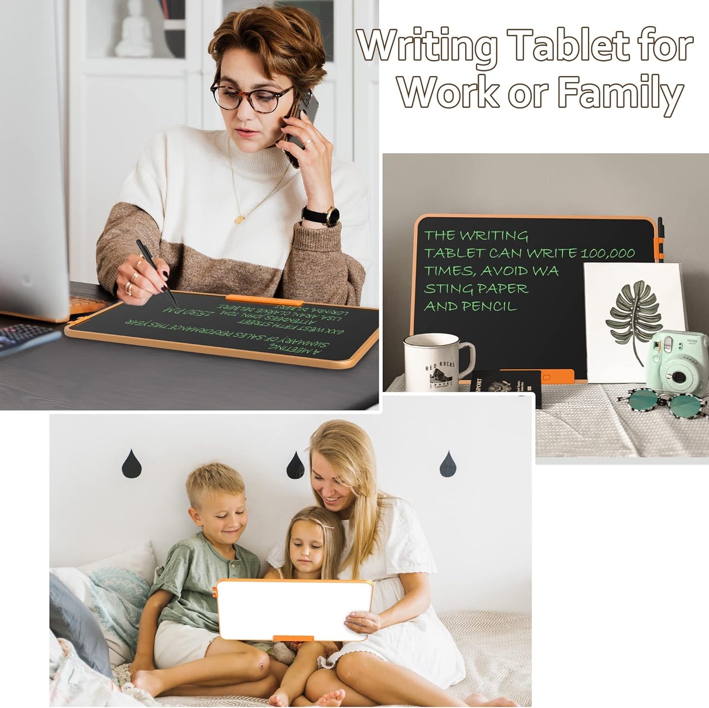 TUGAU LCD Writing Tablet 21 Inch Drawing Tablet Electronic Doodle Board Writing Pad, Erasable Electronic Drawing Pads Monochrome Screen Drawing Board with Stylus Memo Board for Home, School, Office