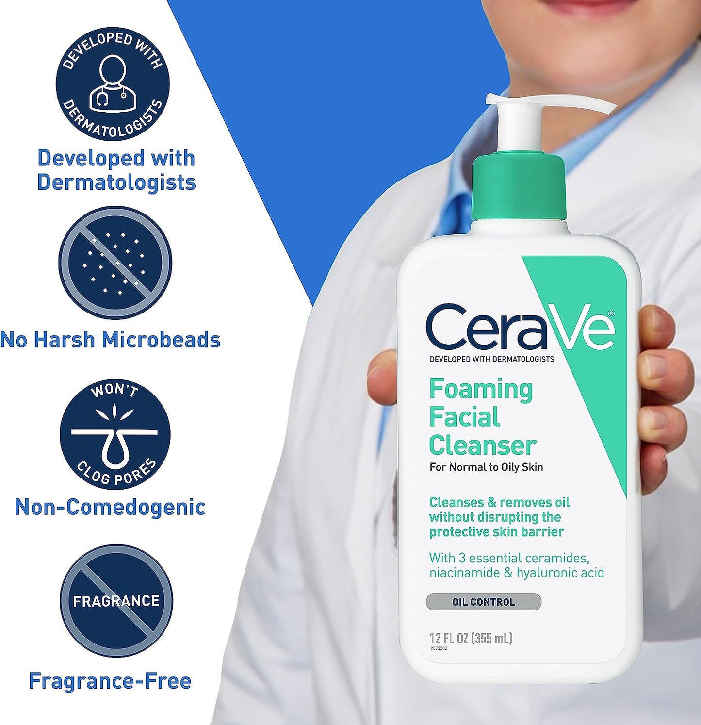 CeraVe Foaming Facial Cleanser, Normal to Oily Skin 12 fl. oz