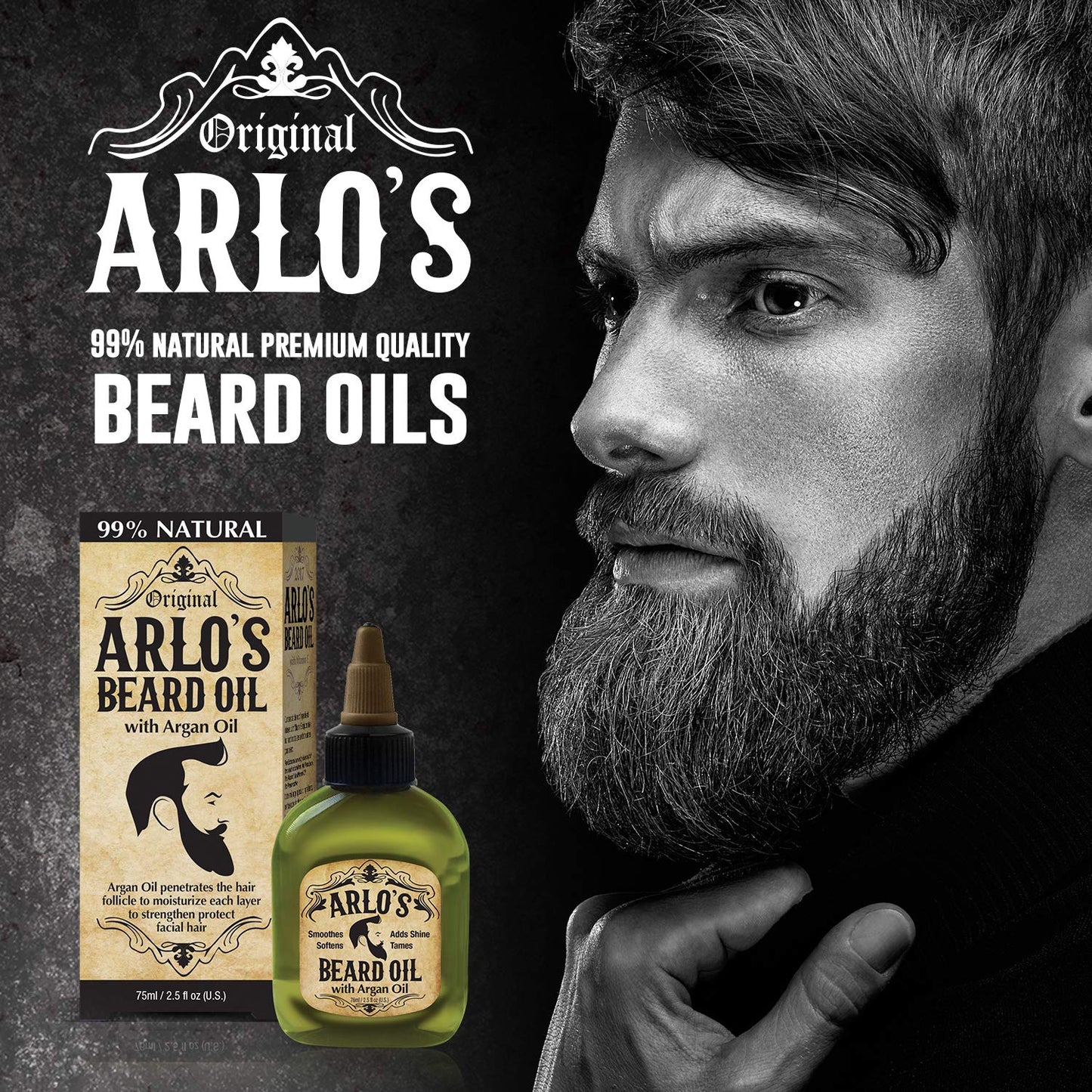 Arlo's 99% Natural Original Beard Oil Pro-growth Growth Enhancer, 2.5 Fluid Ounce