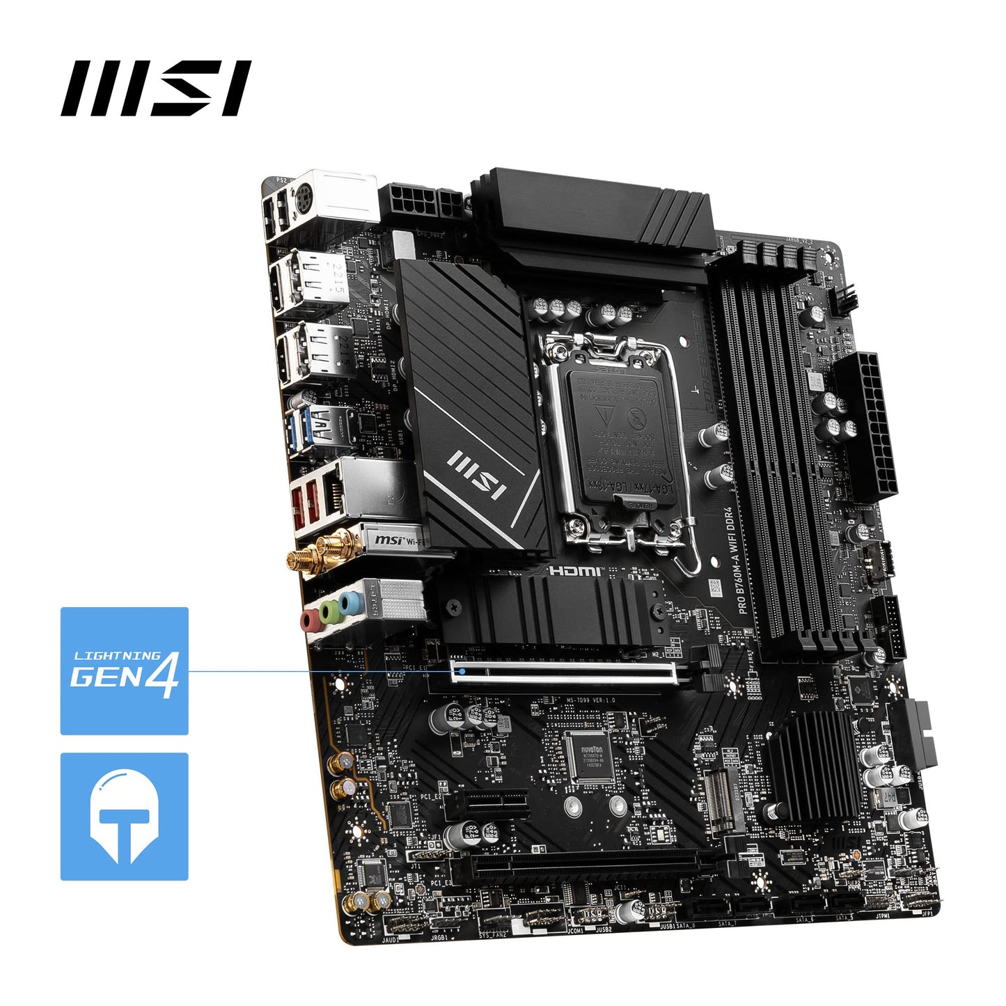 MSI PRO B760-P WIFI DDR4 Motherboard, ATX - Supports Intel 12th & 13th Gen Core Processors, LGA 1700 - DDR4 Memory Boost 5333+MHz/OC, PCIe 4.0 x16 Slots, M.2 Gen4 Slots, 2.5G LAN, Wi-Fi 6E