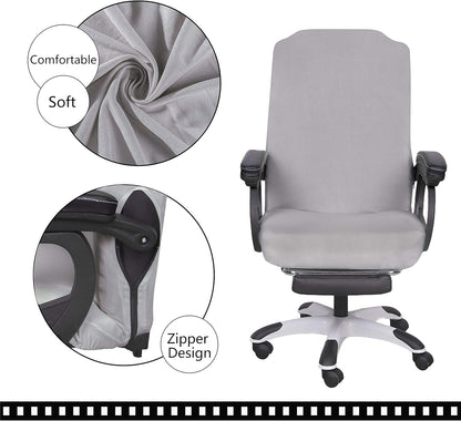 SARAFLORA Polyester Solid Stretch Washable Computer Chair Slipcovers for Universal Rotating for Boss, Office Chair (Large, Black)