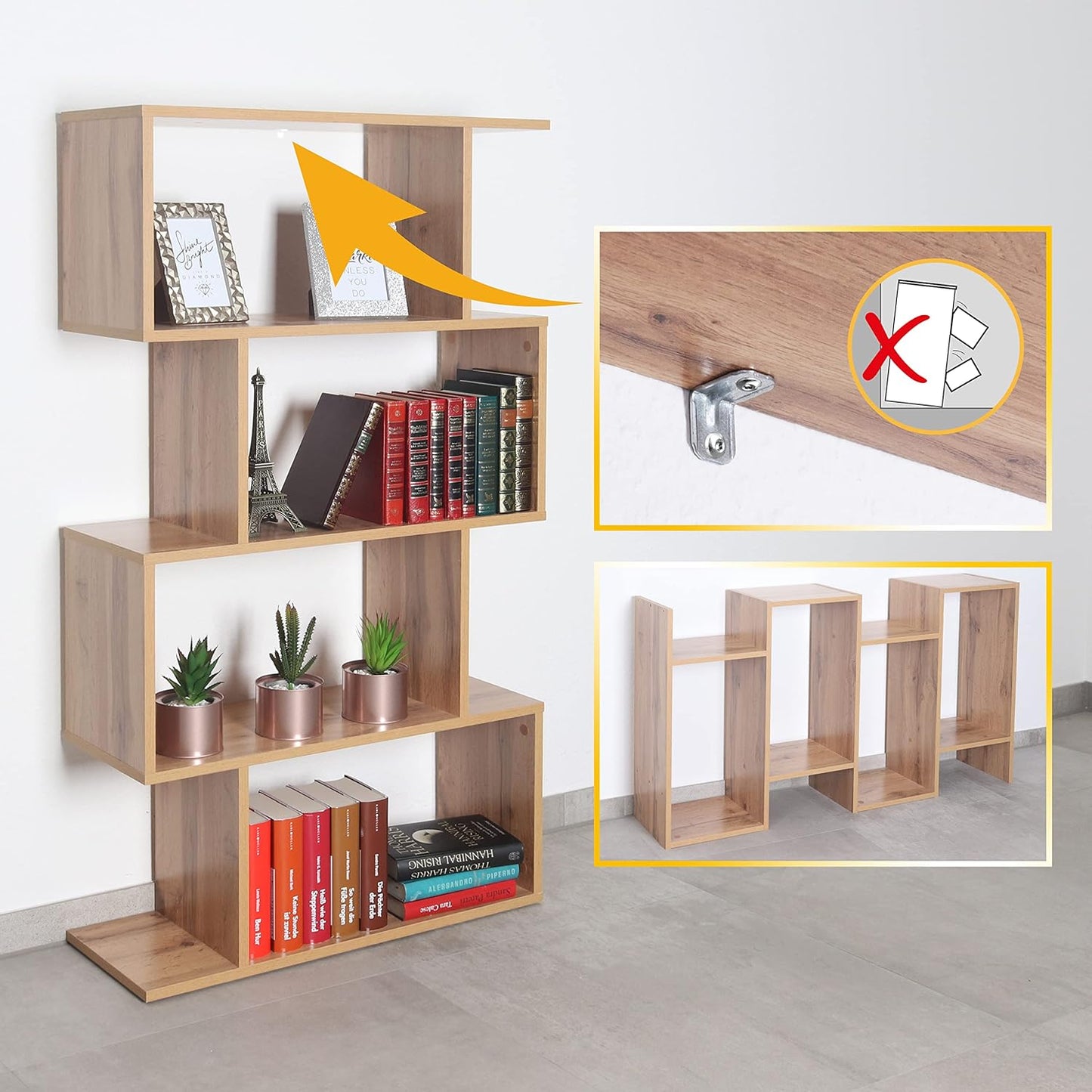 RICOO WM071-WM Shelf 129 x 70 x 25 cm, Standing Shelf, White Matt, Wooden Bookcase, Wall Shelf, Small Shelf, Shelves & Shelves, Narrow Shelf, Office Bookshelves, Small Shelf, Small Office Shelf