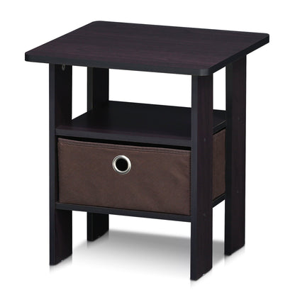 Furinno Andrey End Table/Side Table/Night Stand/Bedside Table with Bin Drawer, Dark Walnut, Andrey, 11157DWN, 1 Pack