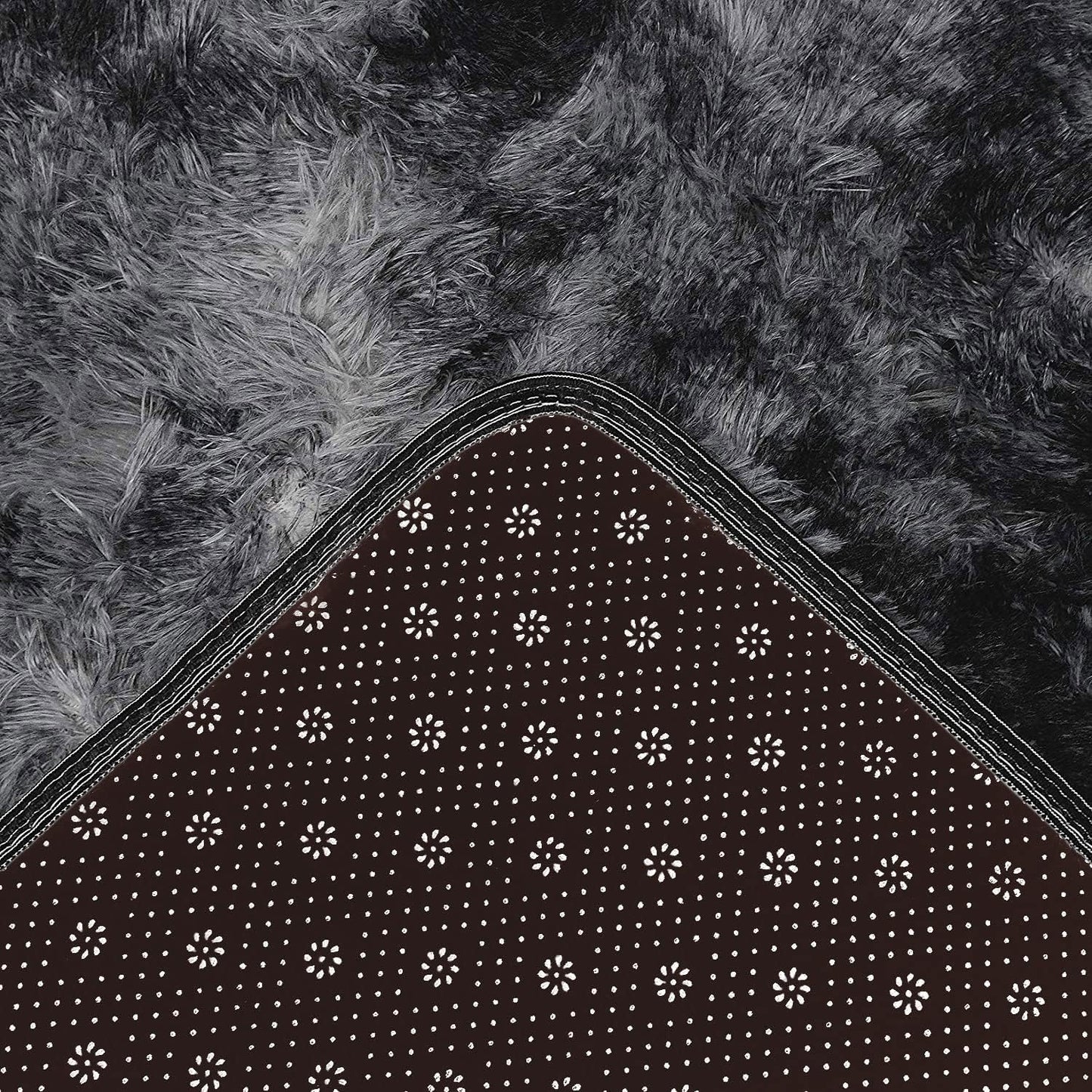 ASIinnsy Area Rugs Soft Fluffy Carpets For Living room Shaggy Rug Modern Area Rug For Bedroom Anti-Slip Rugs For Kids Room Indoor Home Decorative Carpet (Black Grey, 80 x 120cm)