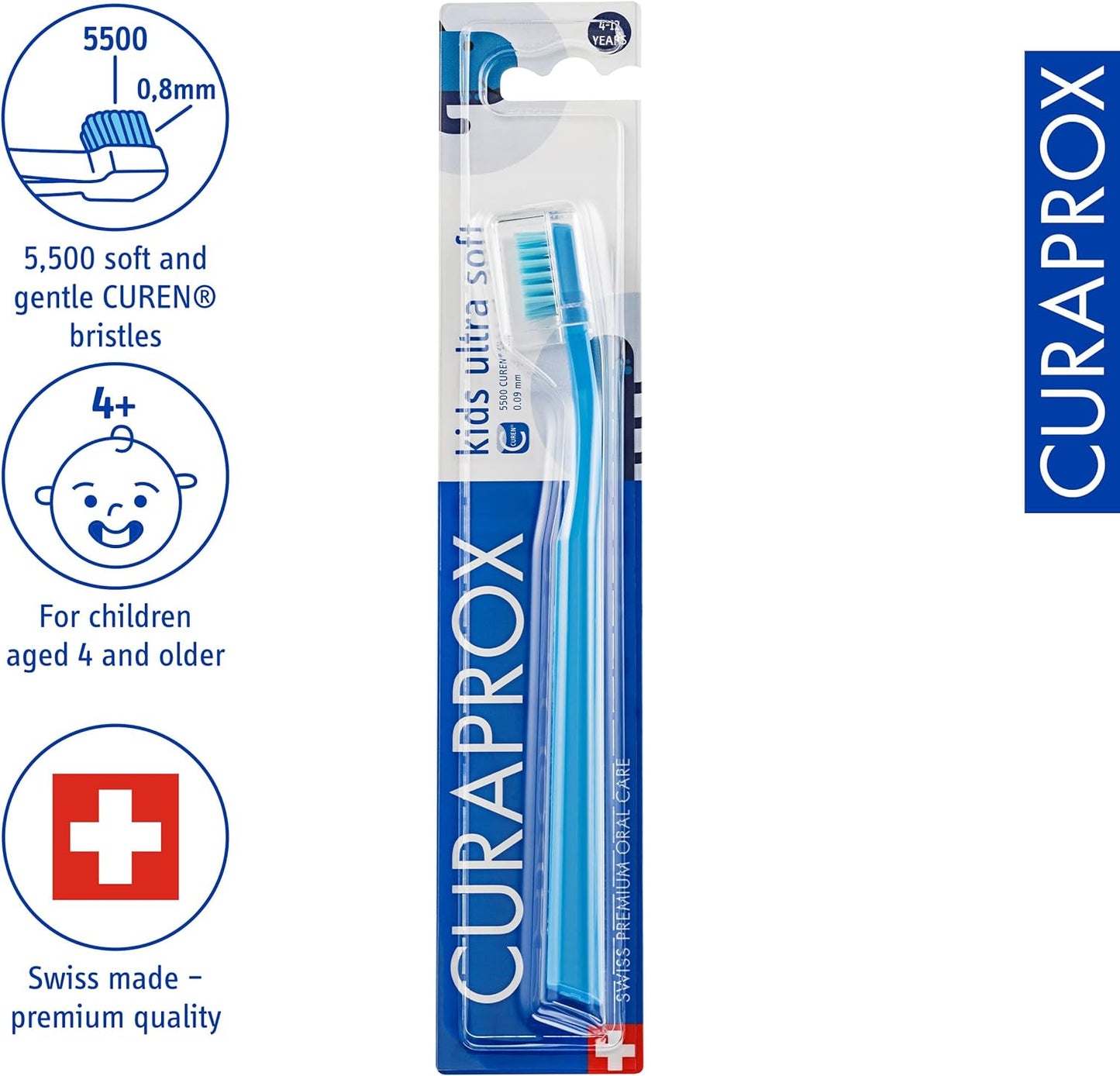 Curaprox Ultra Soft Kids Toothbrush. Soft Toothbrush for children with 5500 CUREN® Bristles - Curaprox Manual Toothbrush