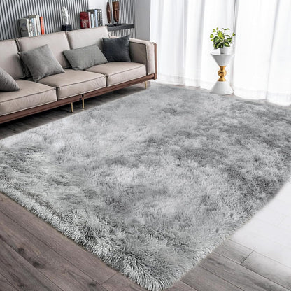 ASIinnsy Area Rugs Soft Fluffy Carpets For Living room Shaggy Rug Modern Area Rug For Bedroom Anti-Slip Rugs For Kids Room Indoor Home Decorative Carpet (Black Grey, 80 x 120cm)