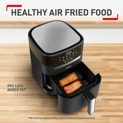 Tefal EasyFry Precision 2-in-1 Digital Air Fryer and Grill 4.2 Litre Capacity 8 Programs inc Dehydrator Black EY5058, 1550W