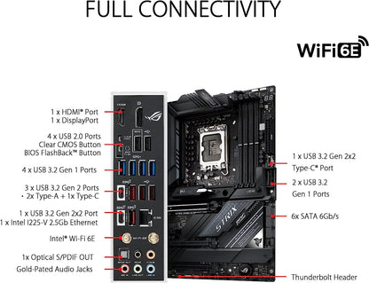 ASUS ROG Strix Z690-E Gaming WiFi 6E LGA 1700(Intel 12th Gen) ATX gaming motherboard(PCIe 5.0,DDR5,2.5 Gb LAN,Thunderbolt 4,5xM.2,1xPCIe 5.0 M.2,ROG Hyper M.2 Card,Front panel USB 3.2 Gen 2x2 Type-C)