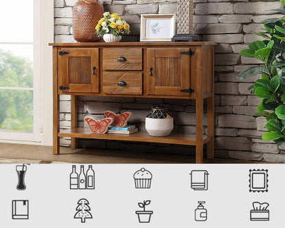 LKTART Farmhouse Sideboard Buffet Cabinet Kitchen Sideboard Cabinet with Storage Drawers and Bottom Shelf for Entryway Hallway Foyer Table Cupboard Coffee Bar Cabinet (48" Brown