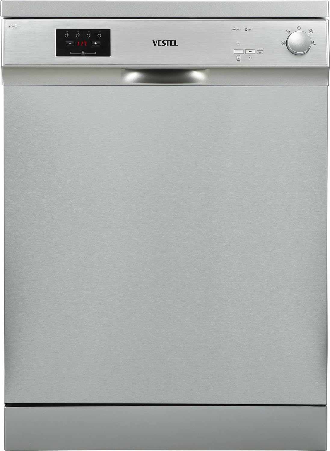 Vestel Freestanding Dishwasher 12 Place Settings 4 Programs Silver Model D141X -2 Years Full Warranty.