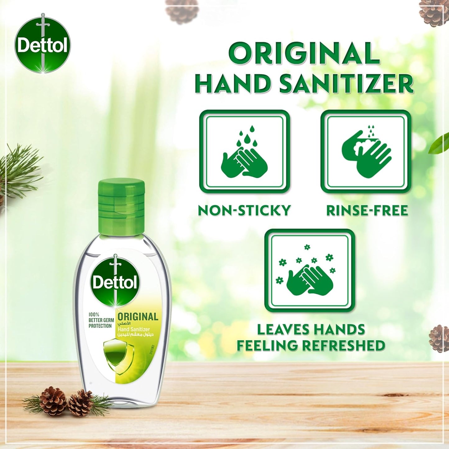 Dettol Hand Sanitizer Original for 100% Better Germ Protection & Personal Hygiene, 50ml (Pack of 3)