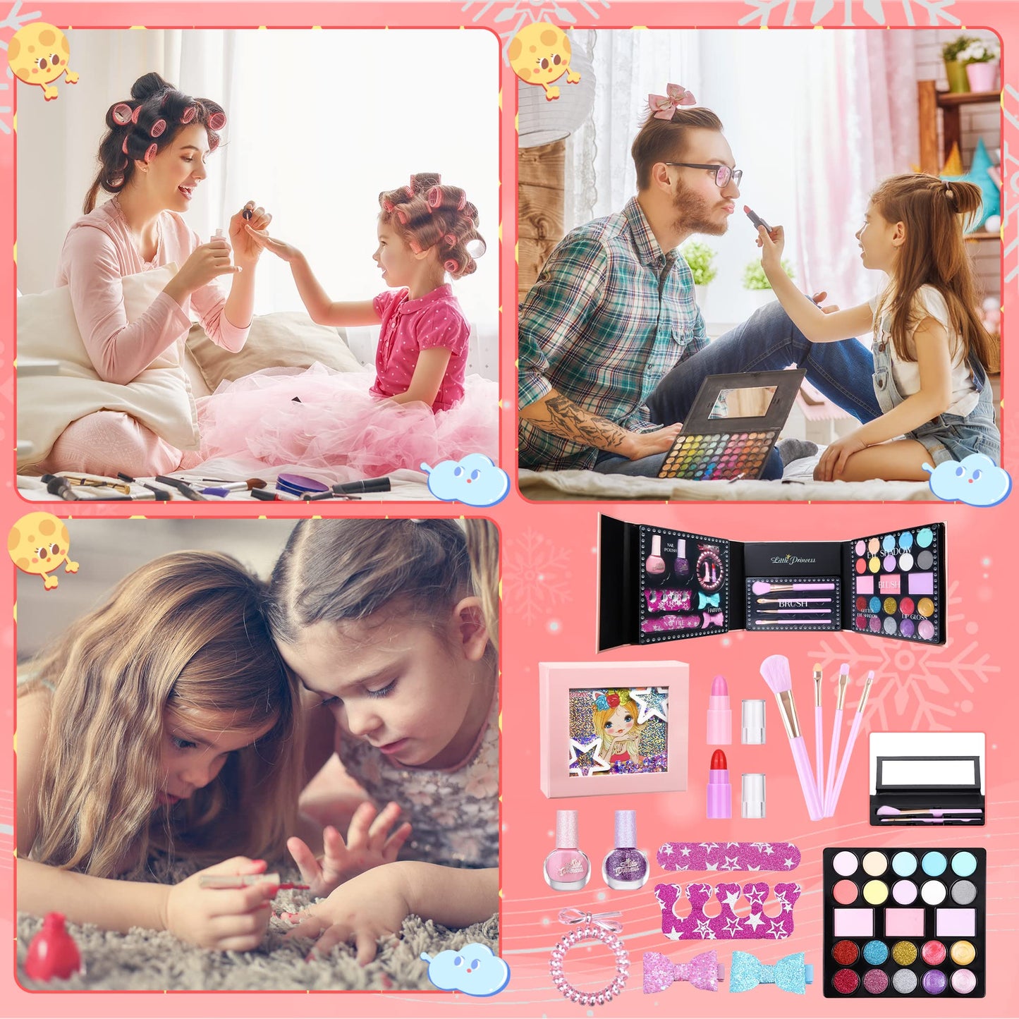 Oxsaytee Kids Makeup Kit for Girl,Children's Cosmetic Set for Princess Dress Up Makeup Set Toys, Safe & Non-Toxic Girl Makeup Set, Pretend Play Makeup Set, Christmas & Birthday Gift (Blue)