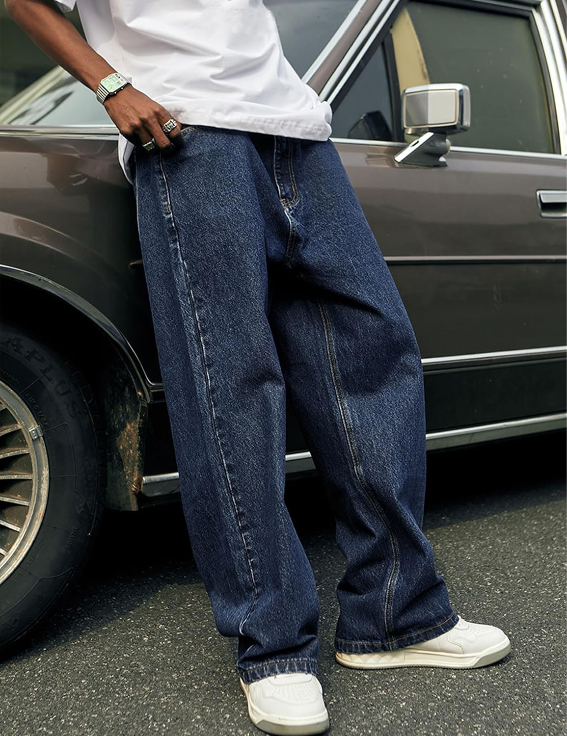 Men's Vintage Hip Hop Style Baggy Skater Jeans Denim Loose Fit Dance Skateboard Pants