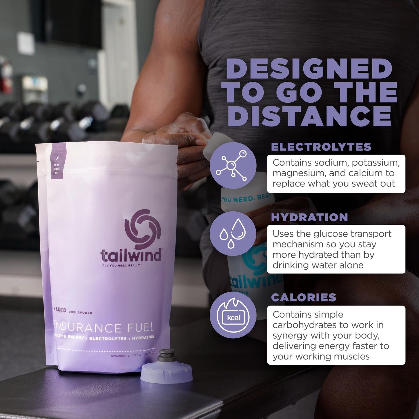 Tailwind Nutrition Endurance Fuel Berry 50 Servings, Hydration Drink Mix with Electrolytes and Calories, Non-GMO, Free of Soy, Dairy, and Gluten, Vegan Friendly