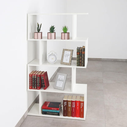 RICOO WM071-WM Shelf 129 x 70 x 25 cm, Standing Shelf, White Matt, Wooden Bookcase, Wall Shelf, Small Shelf, Shelves & Shelves, Narrow Shelf, Office Bookshelves, Small Shelf, Small Office Shelf