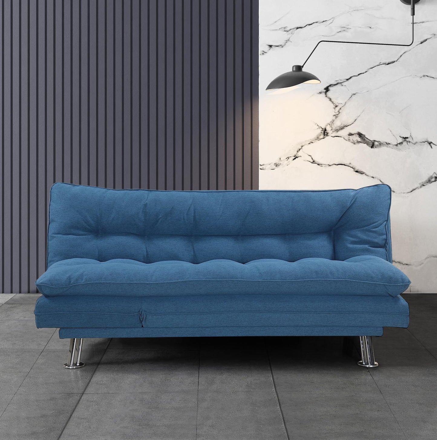 MOHAMMAD AZIM FURNITURE MAF Sofa Cum Bed I Sleeping Fabric Sofa I Three Seat Sofabed I Modern Design Living Room Sofa MAF-S208 Color BLUE