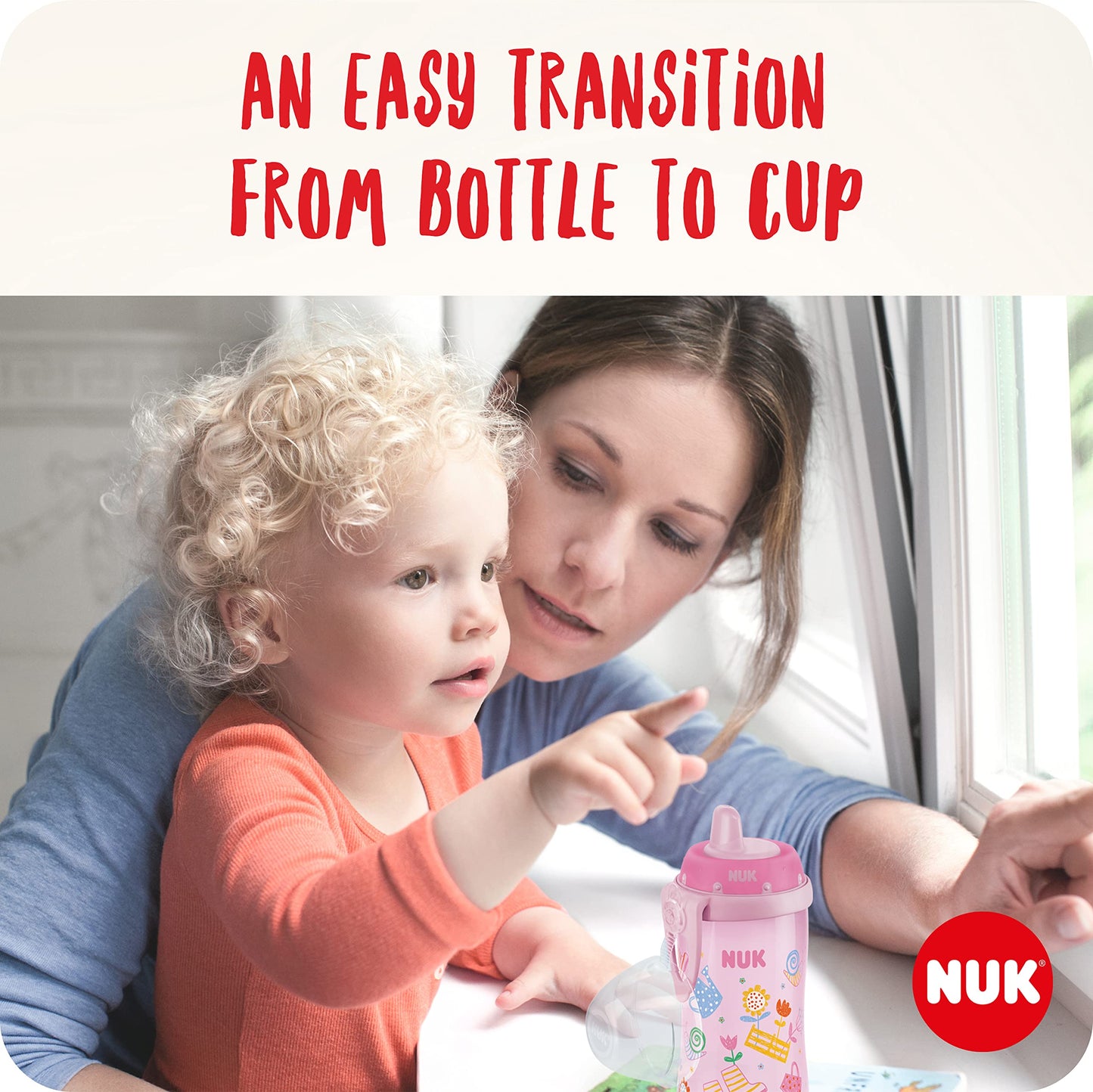 NUK Kiddy Cup Night Toddler Cup | 12+ Months | 300 ml | Leak-Proof Toughened Spout | Glow in The Dark | Clip & Protective Cap | BPA-Free | Purple