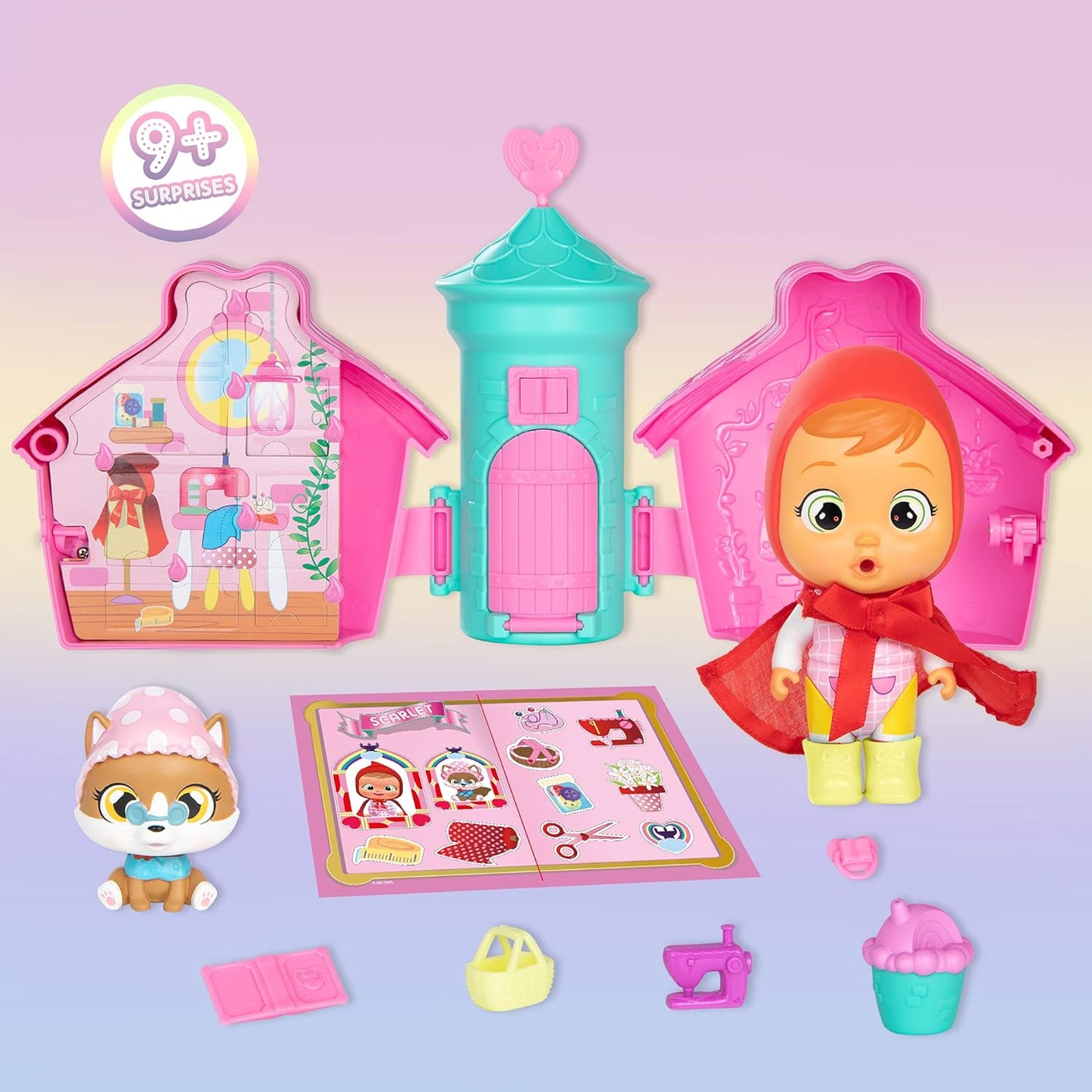 Cry Babies Magic Tears Story House - Collectible surprise fairy tale's doll crying real tears with a Pet, Outfits & Accessories in a story house capsule; Figures for girls & boys 3 years and up