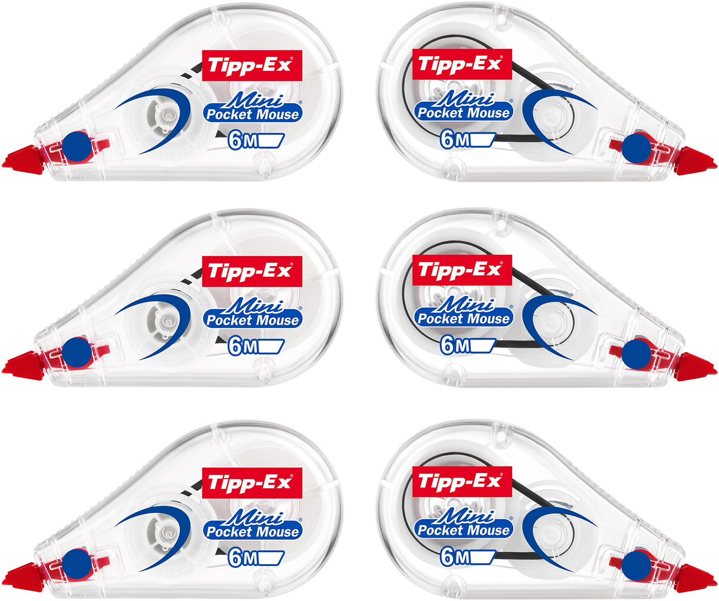 Tipp-Ex Bic Pocket Mini Pocket-Mouse Correction Tapes, With 6M-Long of Extra Tear-Resistant Plastic Tape, Pack of 2, White