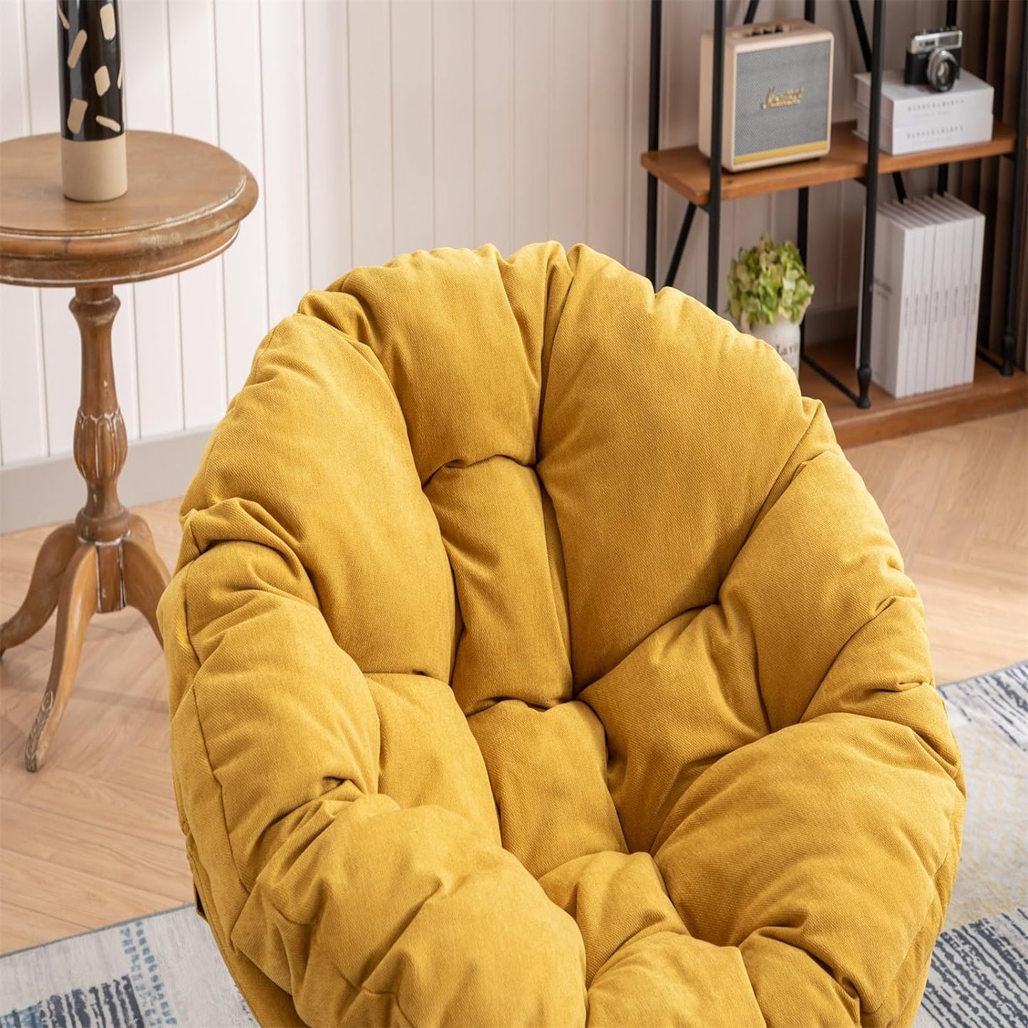 LIZHOUMIL Oversized Swivel Barrel Chair Comfy Round Accent Sofa Chair 360 Swivel Barrel Chair Armchair Round Swivel Accent Chair Corner Chairs for Living Room Bedroom Hotel Office Beige