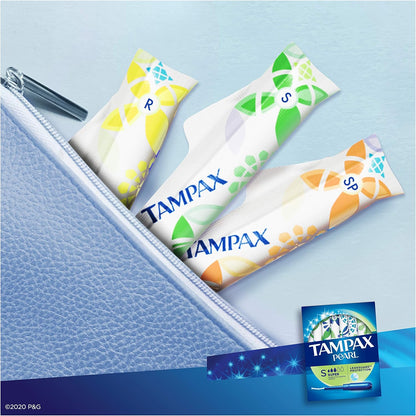 Tampax Pearl Regular Absorbency Unscented Tampons, Leakguard protection 96 Count, Pack of 1