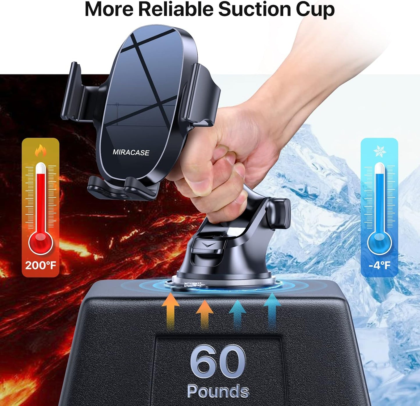 Miracase 【2023 New Generation】Car Phone Holder, Long Arm Phone Holder Car for Dashboard Windshield Air Vent【Heat-Resistant Strong Suction Cup】Car Mobile Holder Compatible with All Smartphones