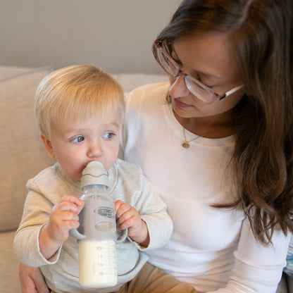 Dr. Brown’s® Milestones™ Narrow Sippy Straw Bottle with 100% Silicone Handles, 8oz/250mL, Gray & Blue, 2 Pack, 6m+