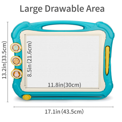 LZZAPJ Magnetic Drawing Board Toy for Kids, Large Doodle Board Writing Painting Sketch Pad, Birthday Present for Child, Blue