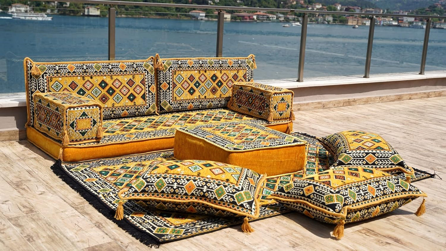 Arabic Floor Seating, Loveseat Sofas, Traditional Floor Pillow, Arabic Majlis, Moroccan Cushion, Ethnic Floor Cushion, Sofa Set (Sofa Only)