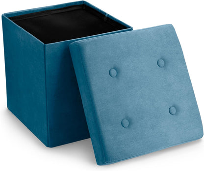 Sorbus Storage Ottoman Bench - Collapsible/Folding Bench Chest with Cover - Perfect Toy and Shoe Chest, Hope Chest, Pouffe Ottoman, Seat, Foot Rest, - Contemporary Faux Suede (Large-Bench, Teal)