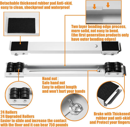 Zautool Heavy Duty Furniture Appliances Rollers, Extensible Washing Machine Base Mobile Wheels for Refrigerators, Dryers, Dishwashers and Other Heavy Objects, Max Load 1100 lb, Non-Slip, White