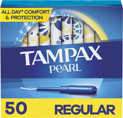 Tampax Pearl Regular Absorbency Unscented Tampons, Leakguard protection 96 Count, Pack of 1