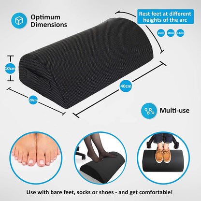 Office Foot Rest Under Desk: New Ergonomic Footrest Cushion w/Angled Half Cylinder Design for Optimum Leg Clearance: Firm, Compact Supportive Foot Stool Under Desk Foot Rest Desk Accessories