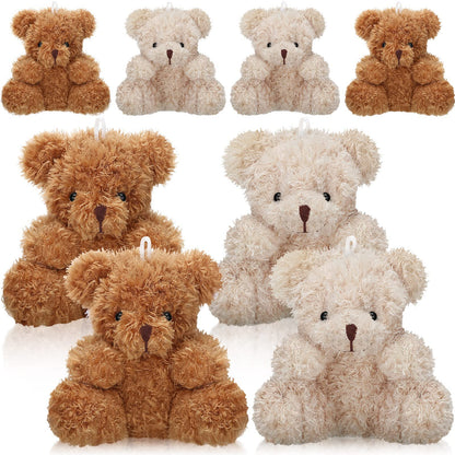 Plush Teddy Bear Pendant, Mini Plush Animal Soft Bear Doll Toys for Keychain Bag DIY Decorations, Birthday Wedding Graduation Gifts, Gift Box Filled Party Decorations (Brown, Apricot, Pink, Purple)