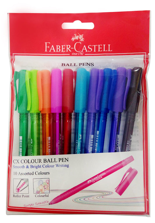 Faber-Castell Cx Ball Pen 0.7Mm Poly Bag Of 10Pc Assorted, Multicolor, 247011, Air Gel