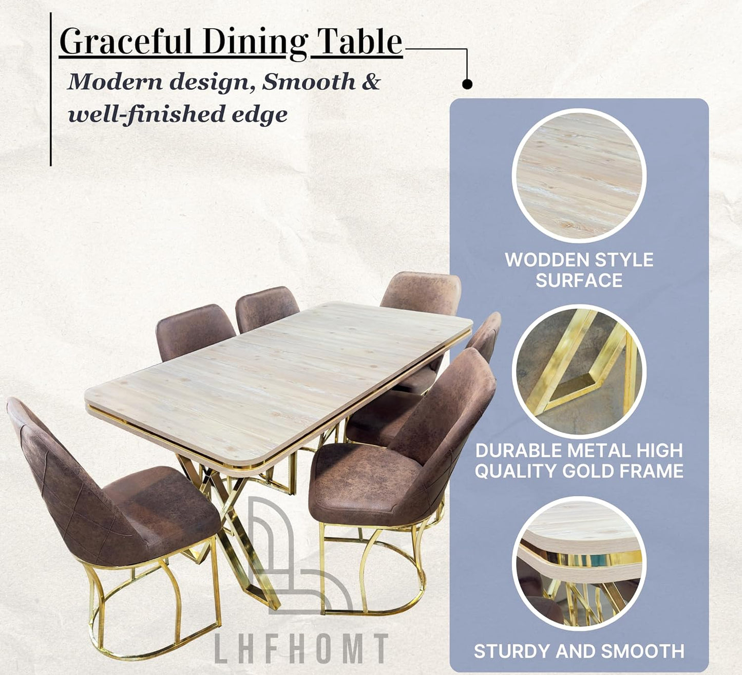 7-Pieces Dining Sets, 1 Piece Rectangular Table With (Free Installation), 1+6 Seater Modern Design Furniture for Home, Dining Room, (80x 170 cm, RFD)