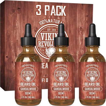 Viking Revolution Beard Oil Conditioner - All Natural Unscented Argan & Jojoba Oils - Softens, Smooths & Strengthens Beard Growth - Grooming Beard and Mustache Maintenance Treatment, 1 Pack