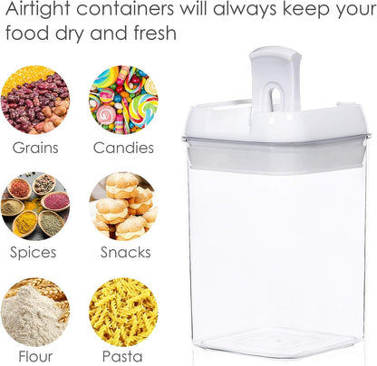 Vtopamrt Airtight Food Storage Containers Set with Lock Lids-Set of 7,Kitchen & Pantry Organization Plastic Storage Jar for Cereal, Flour Labels & Marker,BPA Free & Stackable Design